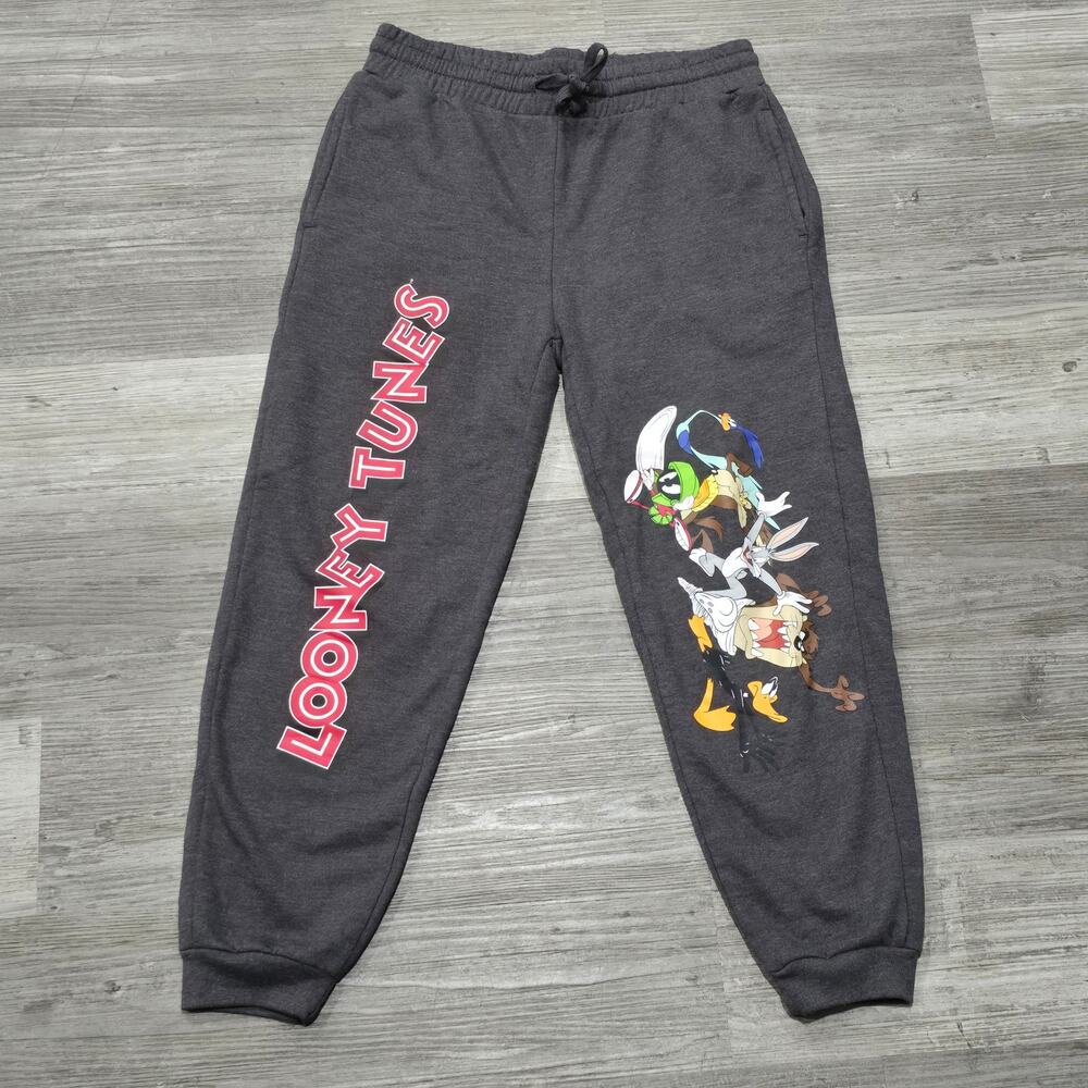 Looney Tunes Characters Graphic Gray Jogger Sweatpants w. Pockets